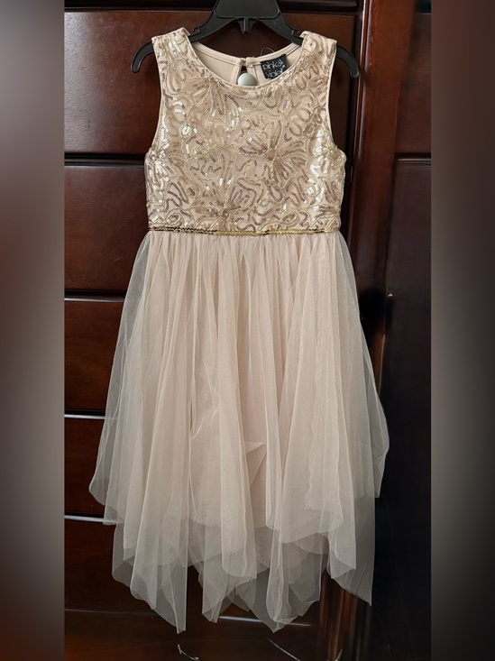 Pink & Violet Other - NWT Pink & Violet Girls Gold / Beige Sequin Tulle Party Dress with headband